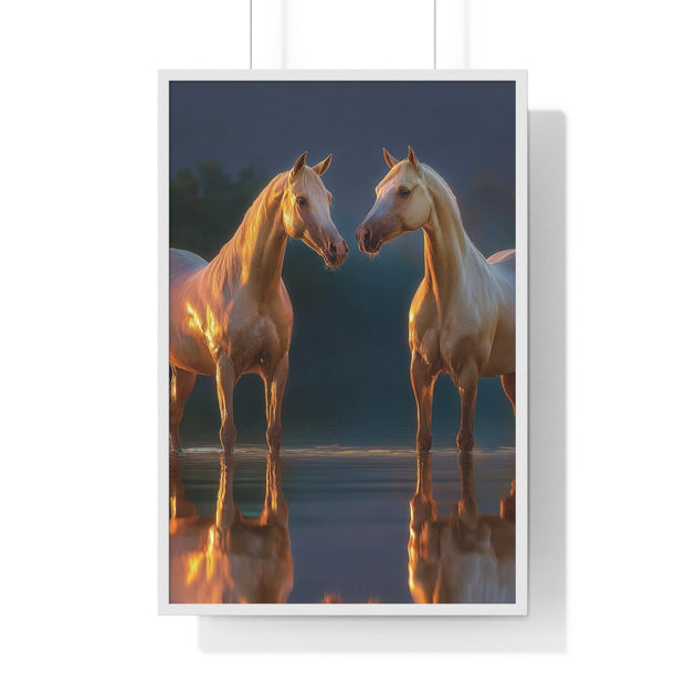 Elegant Horse Framed Poster, Horse Lover Art, Nature Wall Decor, Equine Photography, Gift for Home, Equestrian Decor