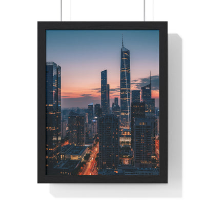 Urban Skyline Framed Poster, Wall Art, City Decor, Home Aesthetic, Modern Living, Gift for Housewarming, Minimalist Design