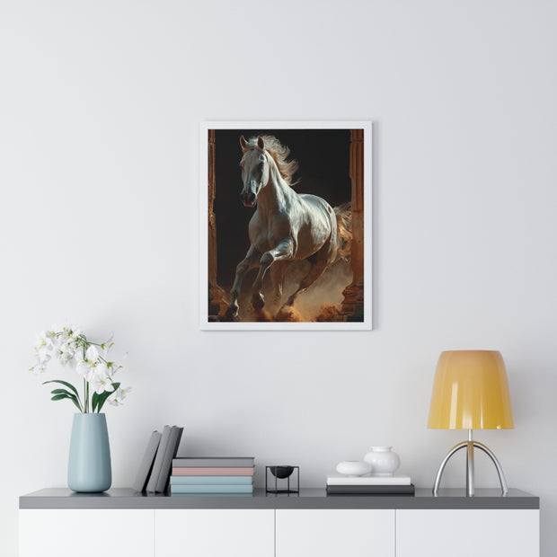 Majestic Horse Framed Poster Art, Equestrian Wall Decor, Farmhouse Style Home Decor, Gift for Horse Lovers, Equine Themed Artwork