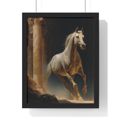 Elegant Horse Wall Art, Vertical Framed Poster, Equine Home Decor, Animal Art Print, Rustic Living Room Decoration