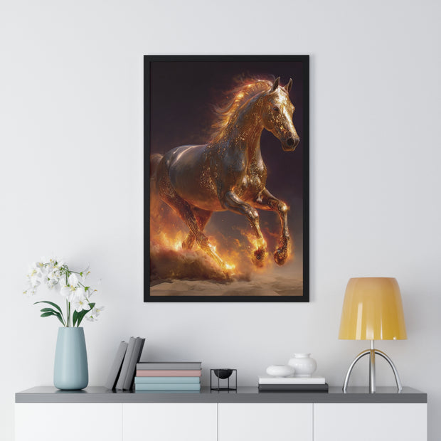 Majestic Horse Vertical Framed Poster, Equestrian Wall Art, Horse Lover Decor, Animal Print, Gift for Equine Enthusiasts