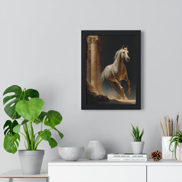Elegant Horse Wall Art, Vertical Framed Poster, Equine Home Decor, Animal Art Print, Rustic Living Room Decoration