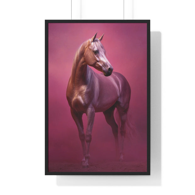 Elegant Horse Vertical Framed Poster, Farmhouse Decor, Animal Art Print, Gift for Horse Lovers, Equine Wall Art
