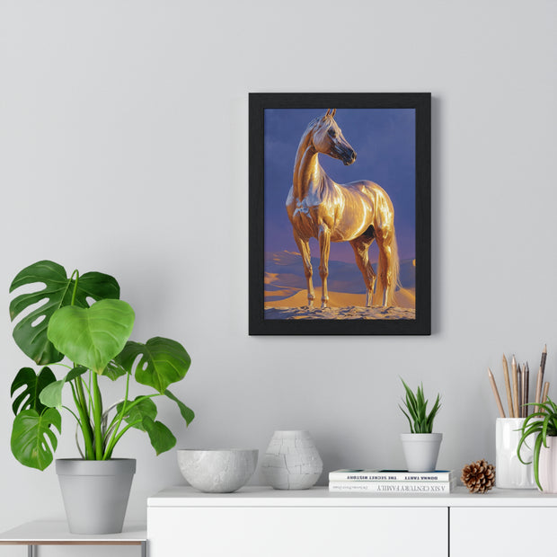 Golden Horse Framed Art Print, Equine Wall Decor, Animal Lover Gift, Nature Artwork, Equestrian Home Decor