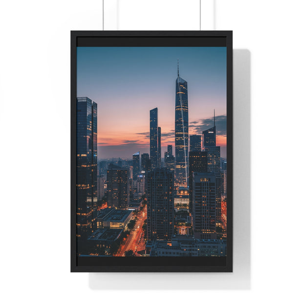 Urban Skyline Framed Poster, Wall Art, City Decor, Home Aesthetic, Modern Living, Gift for Housewarming, Minimalist Design