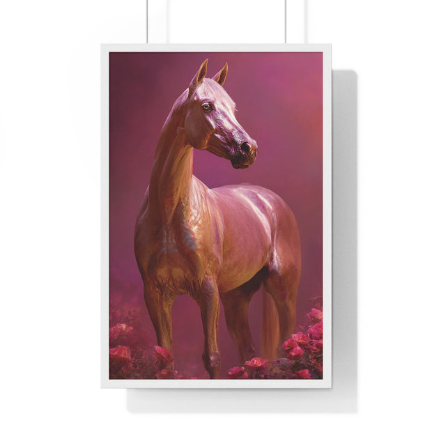 Elegant Horse Art Framed Poster, Equine Decor, Horse Lover Gift, Wall Art for Home, Unique Gift for Her, Animal Artwork