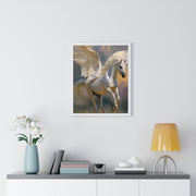 Majestic Pegasus Vertical Framed Poster | Wall Art, Home Decor, Equine Art, Gift for Horse Lovers, Fantasy Art