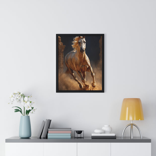 Stunning Horse Vertical Framed Poster, Home Décor, Equestrian Art, Gift for Horse Lovers, Inspirational Wall Art, Rustic Interior