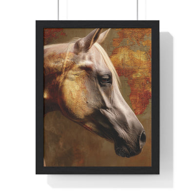 Elegant Horse Framed Poster, Horse Lover Art, Home Decor, Gift for Equestrians, Inspirational Wall Art, Rustic Farmhouse Style