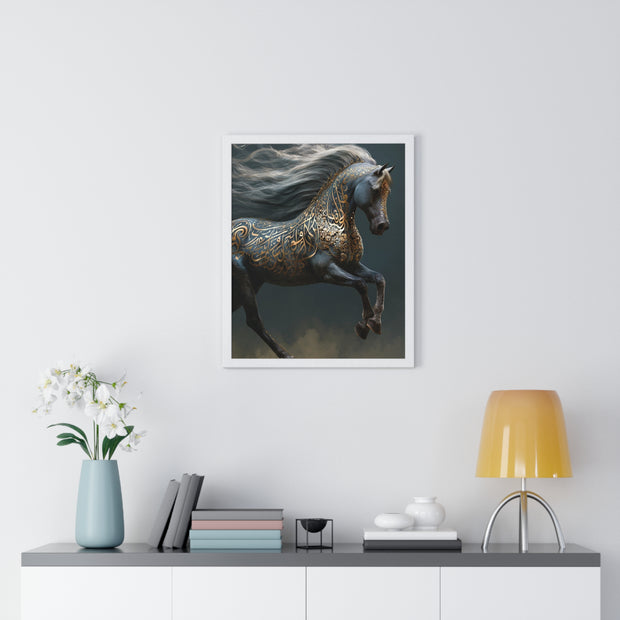 Elegant Horse Art Print, Vertical Framed Poster, Equine Decor, Home Wall Art, Gift for Horse Lovers, Contemporary Art