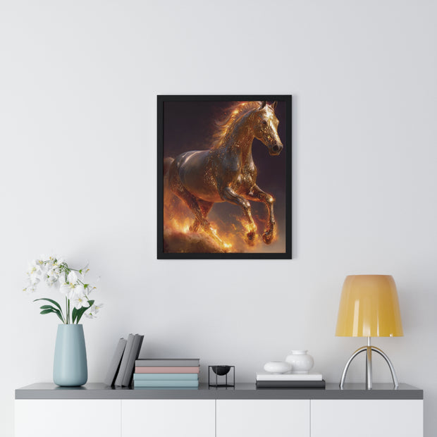 Majestic Horse Vertical Framed Poster, Equestrian Wall Art, Horse Lover Decor, Animal Print, Gift for Equine Enthusiasts