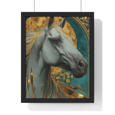 Elegant Horse Portrait Framed Decor, Art for Horse Lovers, Unique Wall Art, Gift for Equestrian, Home Decoration