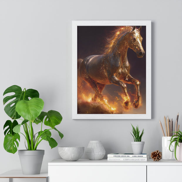 Majestic Horse Vertical Framed Poster, Equestrian Wall Art, Horse Lover Decor, Animal Print, Gift for Equine Enthusiasts