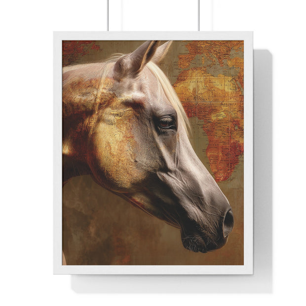 Elegant Horse Framed Poster, Horse Lover Art, Home Decor, Gift for Equestrians, Inspirational Wall Art, Rustic Farmhouse Style