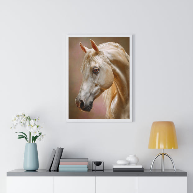 Elegant Horse Portrait Framed Poster, Equine Art Print, Horse Lover Decor, Animal Wall Art, Gift for Equestrian Enthusiasts