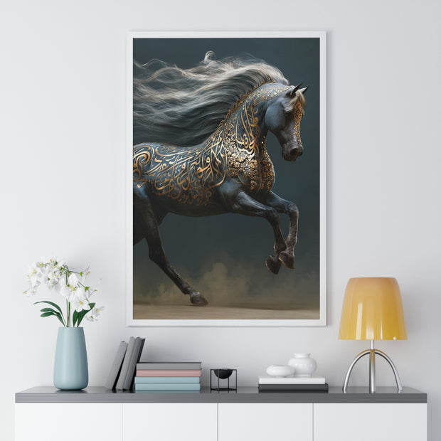Elegant Horse Art Print, Vertical Framed Poster, Equine Decor, Home Wall Art, Gift for Horse Lovers, Contemporary Art