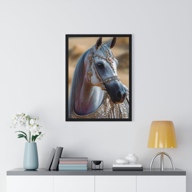 Elegant Horse Framed Art Print, Equine Wall Decor, Horse Lover Gift, Bohemian Home Decor, Nature-Inspired Wall Art