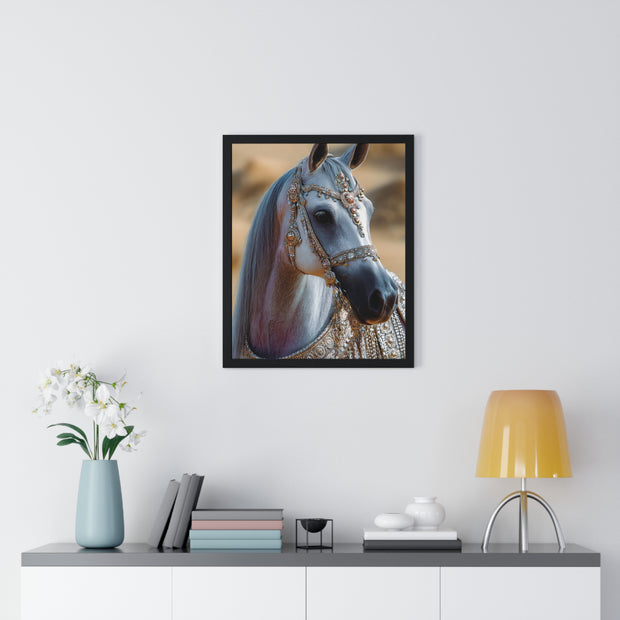 Elegant Horse Framed Art Print, Equine Wall Decor, Horse Lover Gift, Bohemian Home Decor, Nature-Inspired Wall Art