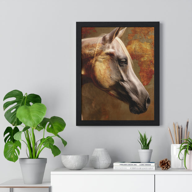 Elegant Horse Framed Poster, Horse Lover Art, Home Decor, Gift for Equestrians, Inspirational Wall Art, Rustic Farmhouse Style