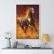 Majestic Fire Horse Vertical Framed Poster, Horse Wall Art, Equestrian Decor, Gift for Animal Lovers, Unique Home Decor