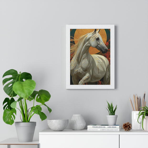 Majestic Horse Vertical Framed Poster, Equine Art, Animal Lover Decor, Gift for Horse Lovers, Home Wall Art, Rustic Farmhouse Style