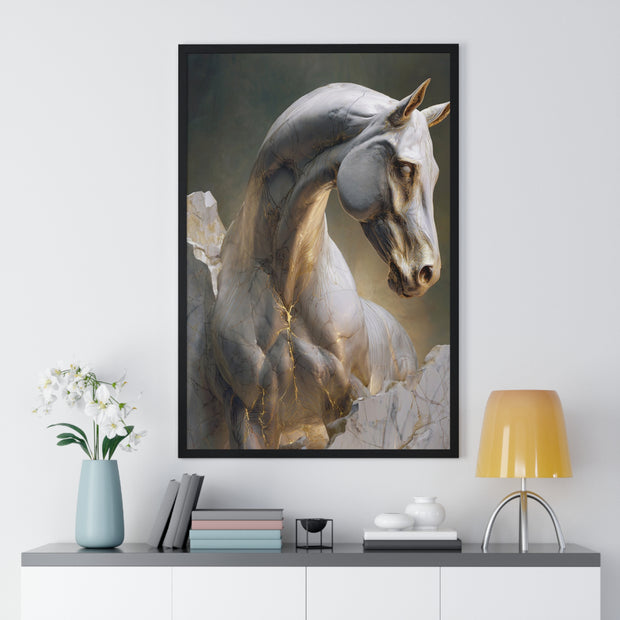 Elegant Horse Sculpture Wall Art, Horse Decor, Modern Framed Poster, Home Decor, Gift for Animal Lovers, Art for Living Room