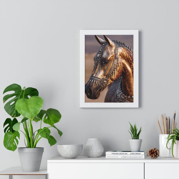 Horse Portrait Wall Art, Elegant Horse Framed Print, Equestrian Home Decor, Animal Lover Gift, Rustic Farmhouse Decor