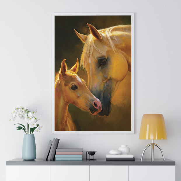 Heartfelt Horse Family Art, Vertical Framed Poster, Equine Decor, Horse Lover Gift, Animal Wall Art, Nursery Art, Equestrian Home