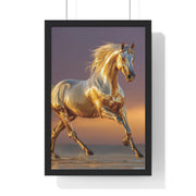 Golden Horse Framed Art Print, Equine Wall Decor, Horse Lover Gift, Equestrian Decor, Animal Home Art, Rustic Farmhouse Wall Art