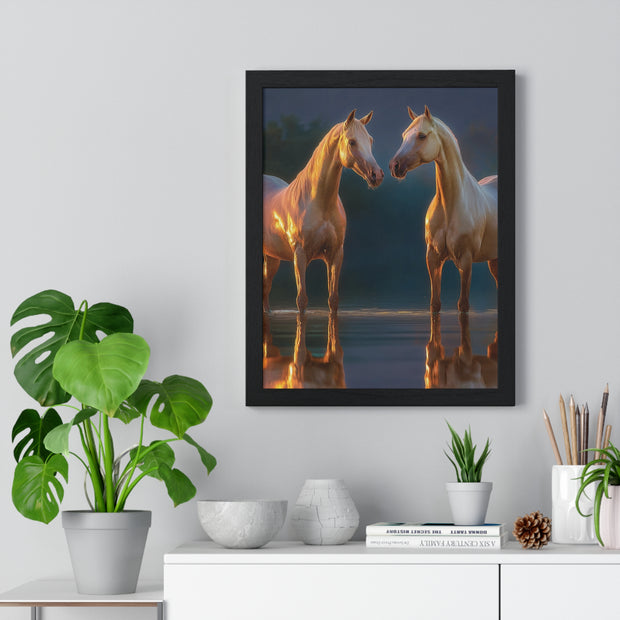 Elegant Horse Framed Poster, Horse Lover Art, Nature Wall Decor, Equine Photography, Gift for Home, Equestrian Decor