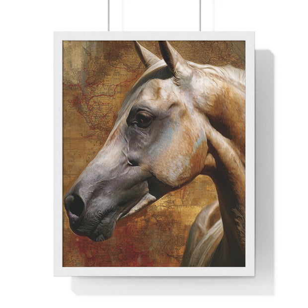Majestic Horse Vertical Framed Poster | Equine Wall Art, Horse Lover Gift, Rustic Home Decor, Equestrian Art, Animal Print