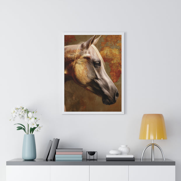 Elegant Horse Framed Poster, Horse Lover Art, Home Decor, Gift for Equestrians, Inspirational Wall Art, Rustic Farmhouse Style
