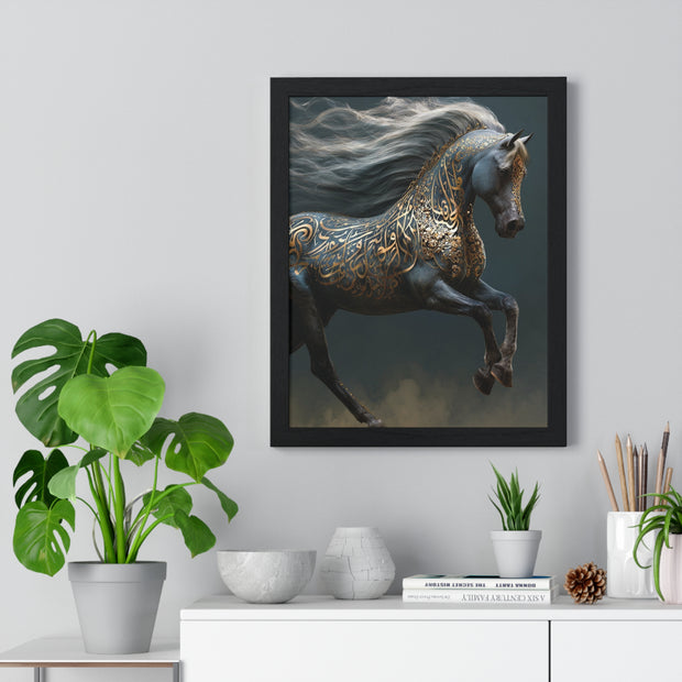 Elegant Horse Art Print, Vertical Framed Poster, Equine Decor, Home Wall Art, Gift for Horse Lovers, Contemporary Art
