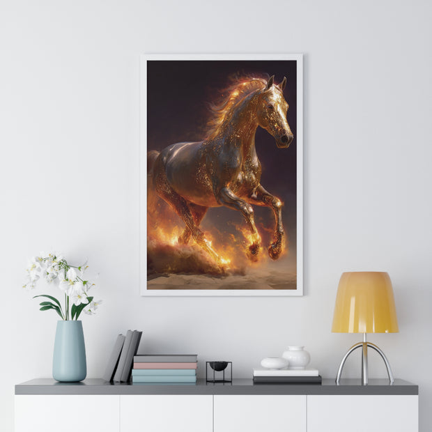 Majestic Horse Vertical Framed Poster, Equestrian Wall Art, Horse Lover Decor, Animal Print, Gift for Equine Enthusiasts
