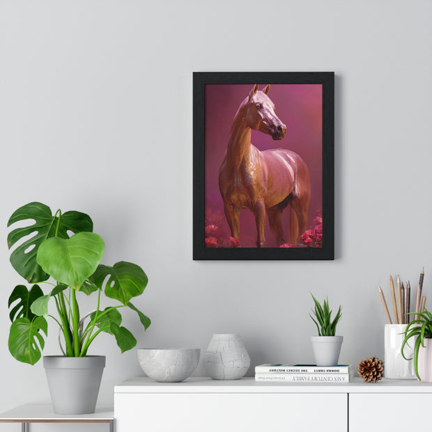Elegant Horse Art Framed Poster, Equine Decor, Horse Lover Gift, Wall Art for Home, Unique Gift for Her, Animal Artwork