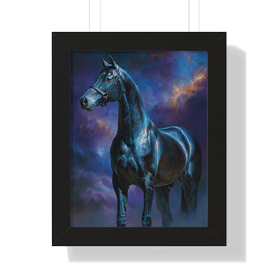 Stunning Black Horse Framed Poster for Equestrian Lovers, Horse Decor, Art Print for Home, Gift for Horse Riders