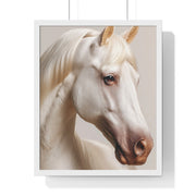 Elegant White Horse Art, Vertical Framed Poster, Horse Decor, Animal Lover Gift, Wall Art, Home Gallery Display
