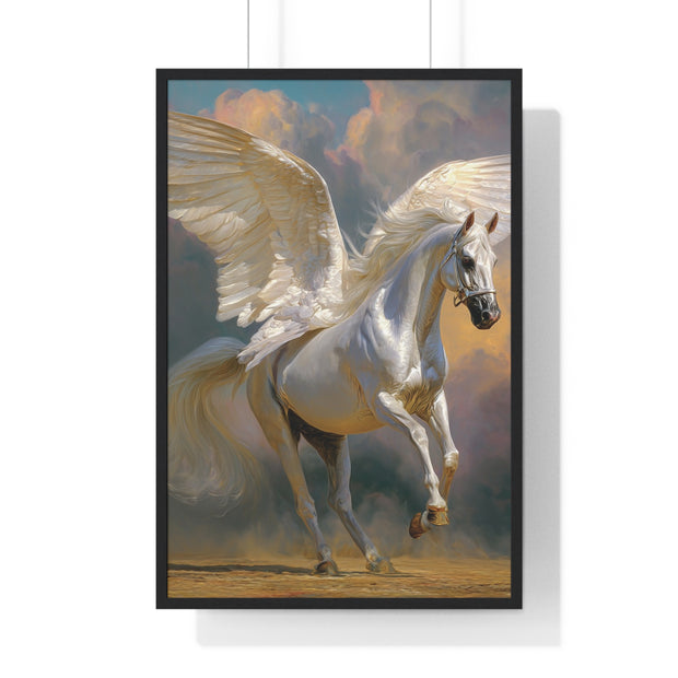 Majestic Pegasus Vertical Framed Poster | Wall Art, Home Decor, Equine Art, Gift for Horse Lovers, Fantasy Art
