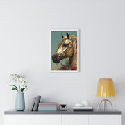 Golden Horse Framed Art Print, Elegant Home Decor, Gift for Animal Lovers, Equine Art, Wall Decoration