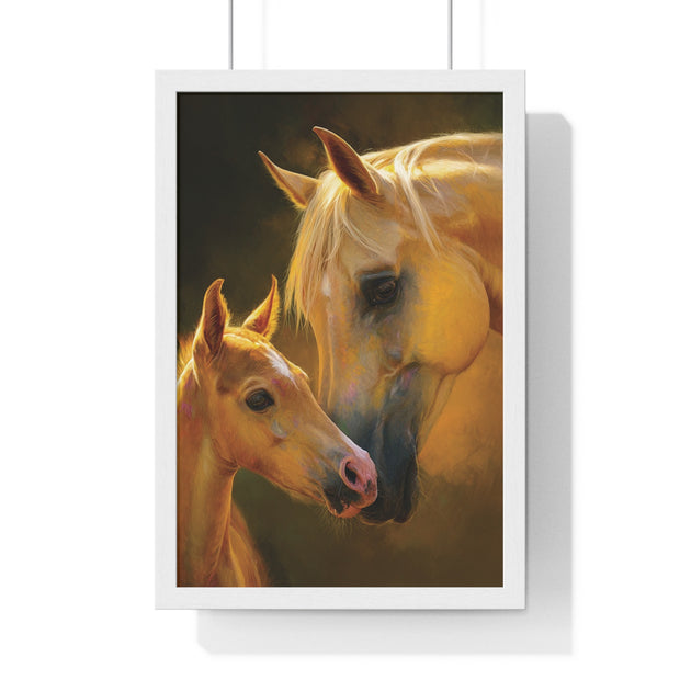 Heartfelt Horse Family Art, Vertical Framed Poster, Equine Decor, Horse Lover Gift, Animal Wall Art, Nursery Art, Equestrian Home