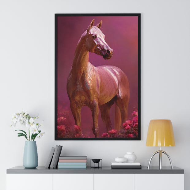 Elegant Horse Art Framed Poster, Equine Decor, Horse Lover Gift, Wall Art for Home, Unique Gift for Her, Animal Artwork