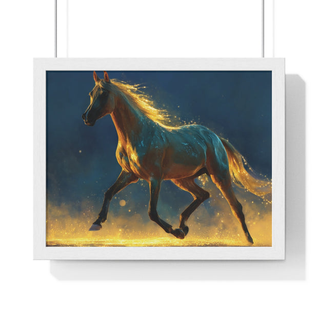 Majestic Horse Framed Poster, Equine Art Print, Wall Decor, Gift for Horse Lovers, Vibrant Home Accent, Horse Photography