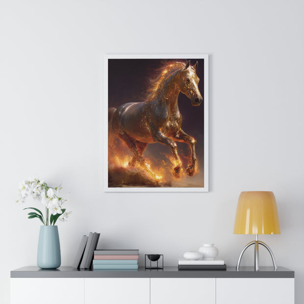 Majestic Horse Vertical Framed Poster, Equestrian Wall Art, Horse Lover Decor, Animal Print, Gift for Equine Enthusiasts