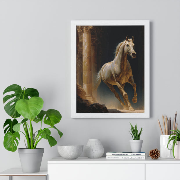Elegant Horse Wall Art, Vertical Framed Poster, Equine Home Decor, Animal Art Print, Rustic Living Room Decoration