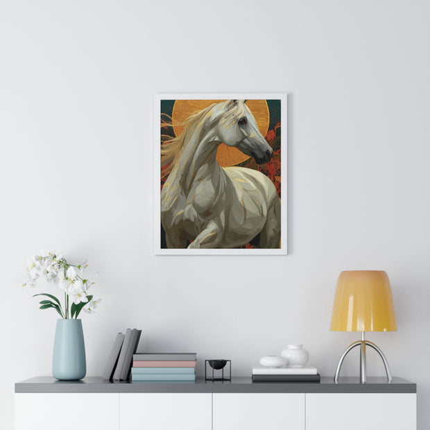 Majestic Horse Vertical Framed Poster, Equine Art, Animal Lover Decor, Gift for Horse Lovers, Home Wall Art, Rustic Farmhouse Style