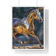 Golden Horse Framed Poster, Equestrian Art, Animal Lover Gift, Home Decor, Wall Art, Gift for Horse Enthusiasts