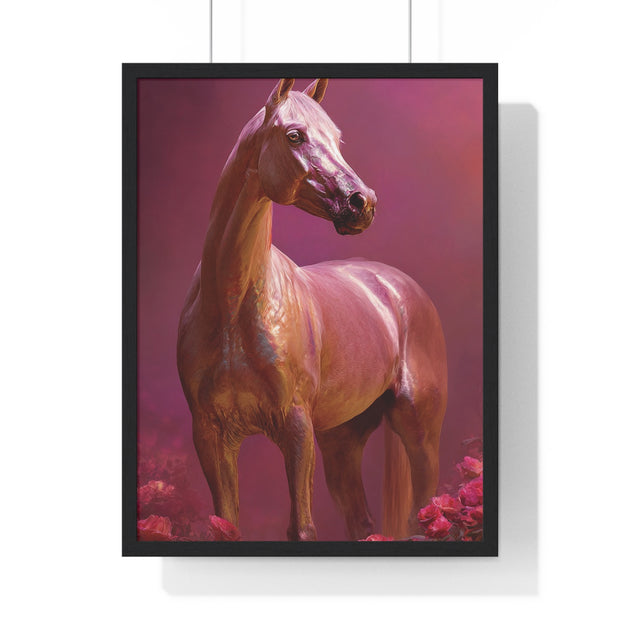 Elegant Horse Art Framed Poster, Equine Decor, Horse Lover Gift, Wall Art for Home, Unique Gift for Her, Animal Artwork