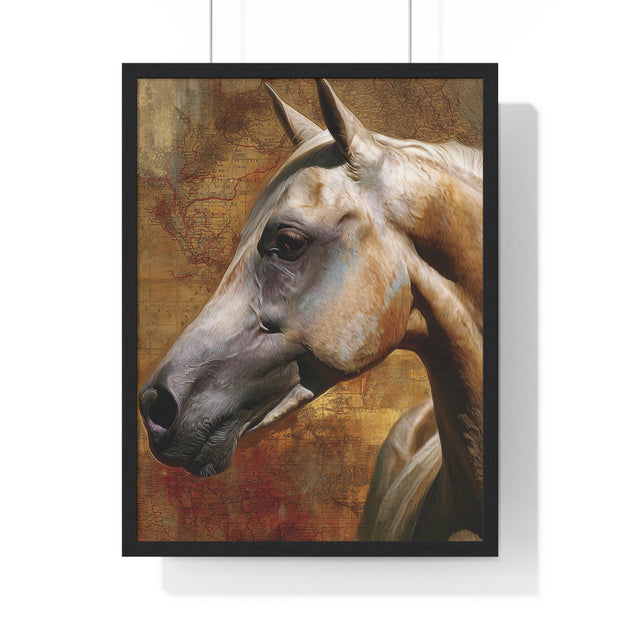 Majestic Horse Vertical Framed Poster | Equine Wall Art, Horse Lover Gift, Rustic Home Decor, Equestrian Art, Animal Print