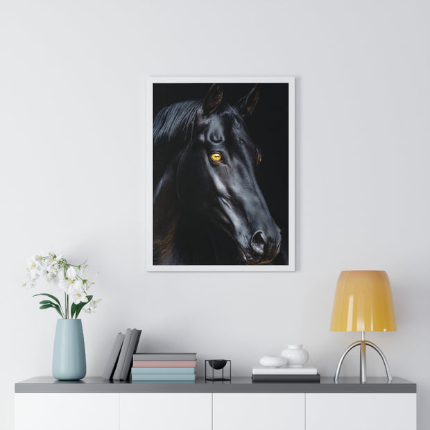 Elegant Horse Portrait Wall Art, Framed Horse Print, Home Decor, Animal Lover Gift, Equine Artwork, Living Room Decoration