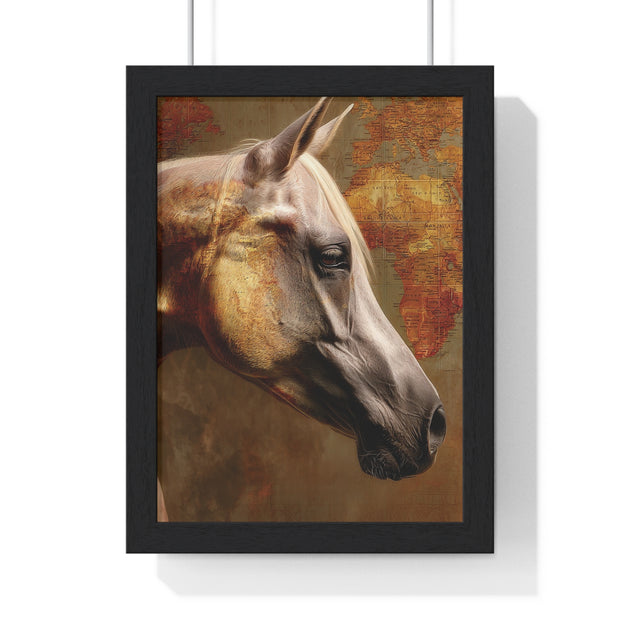 Elegant Horse Framed Poster, Horse Lover Art, Home Decor, Gift for Equestrians, Inspirational Wall Art, Rustic Farmhouse Style
